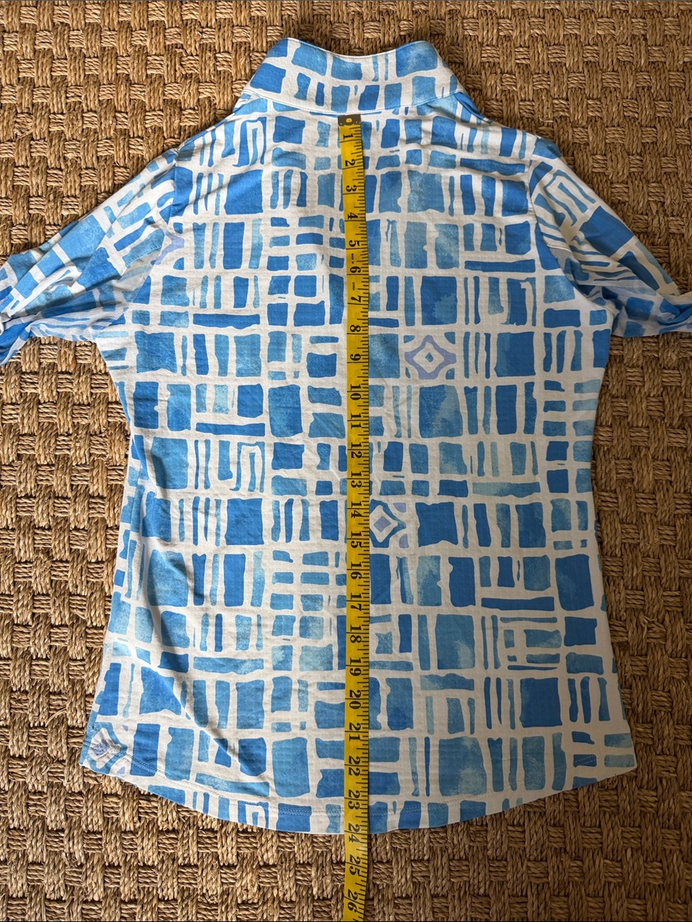 IBKUL Blue & White Long-Sleeve Patterned 1/4 Zip Sun Protection Cool Shirt sz XS - Picture 6 of 12